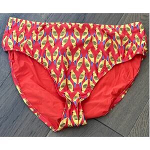 Modcloth The Franky Bird Whimsical High-Waisted Bikini Bottom Orange Plus 1X NWT